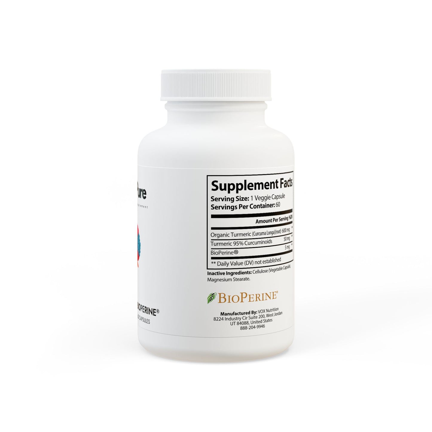 Turmeric with BioPerine® (Black Pepper Fruit Extract) Supplement (60 Capsules)