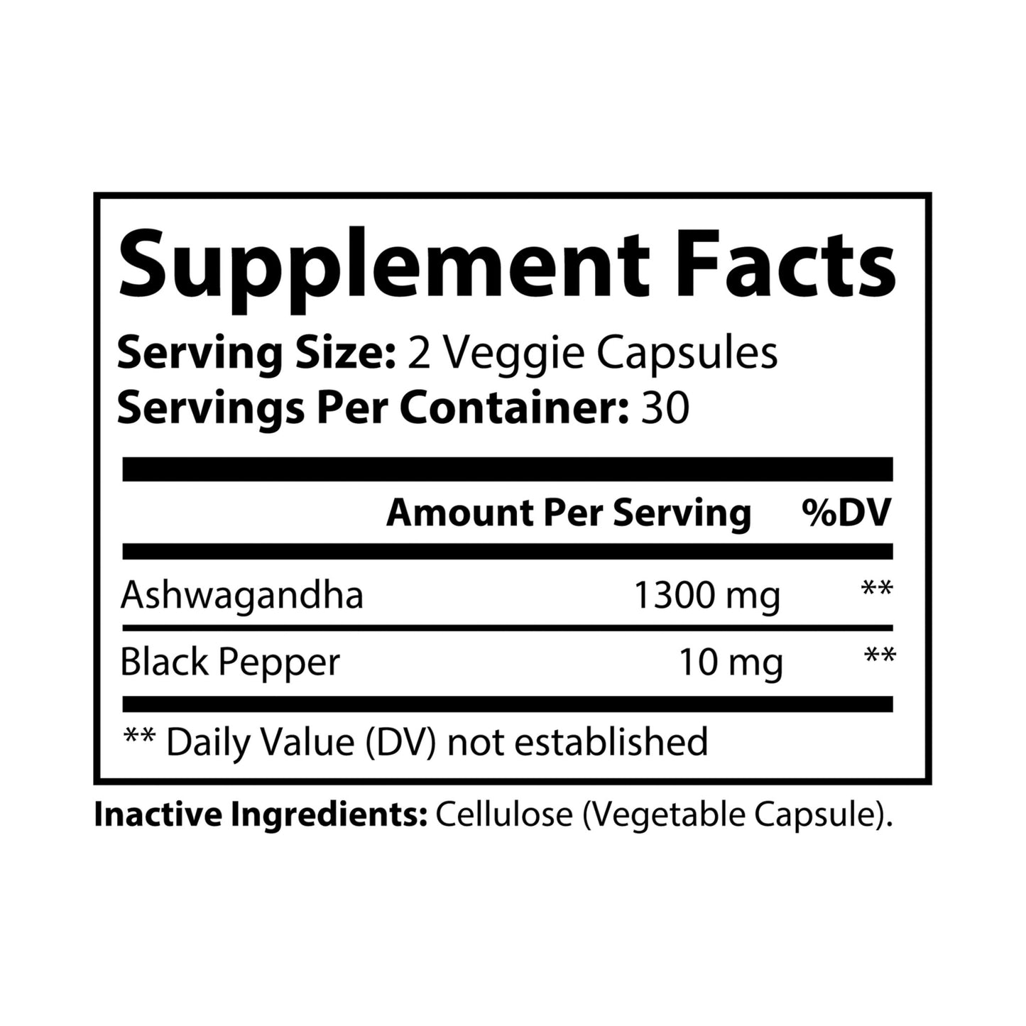 Ashwagandha & Black Pepper Supplement (60 Capsules)