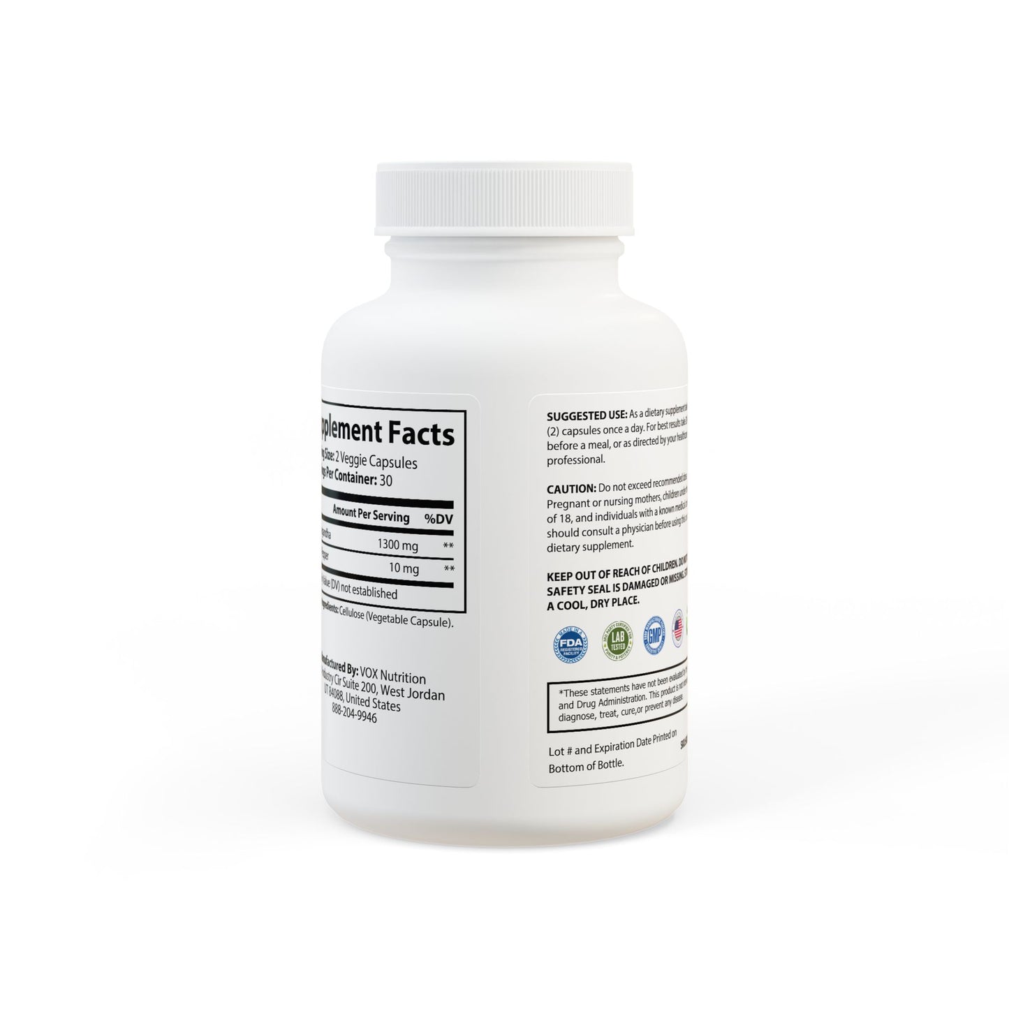 Ashwagandha & Black Pepper Supplement (60 Capsules)